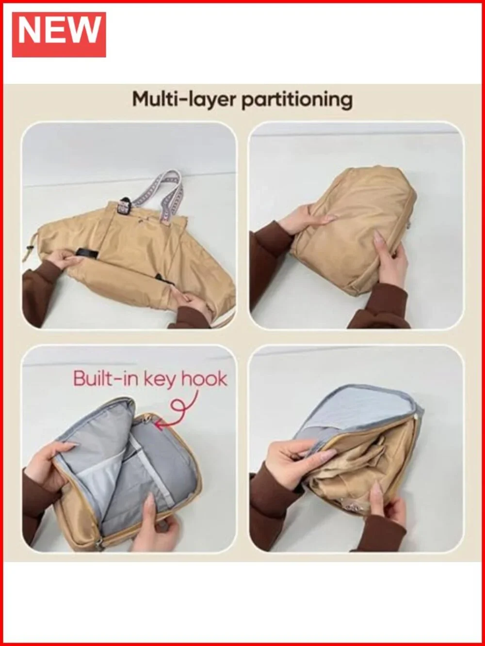 Large Capacity Convertible Tote Diaper Bag Backpack 15 Compartments